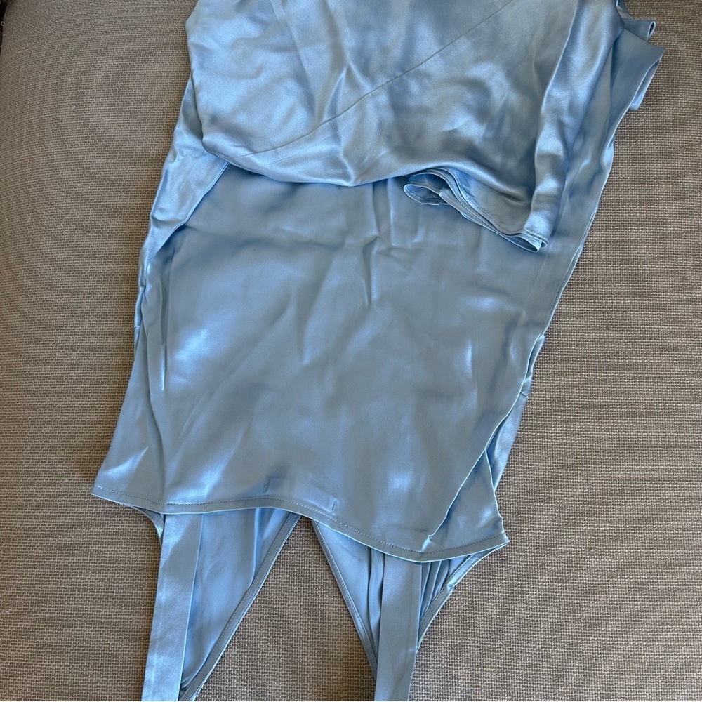 BEST Reformation Daytona Silk Midi Dress - Mineral Blue Causal Cocktail Party - Picture 7 of 12